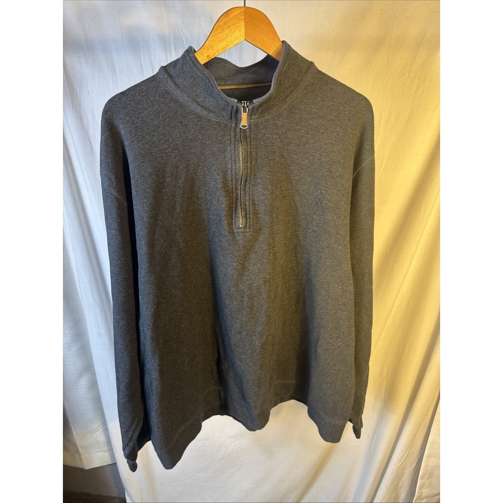 Orvis Softest Pima Cotton Tencel Blend Gray 1/4 Zip Pullover Sweater Size XXL